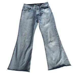 Levi’s Premium Women's Sz 26 Middy Flare Jeans Faded Blue Raw Hem Denim Jeans